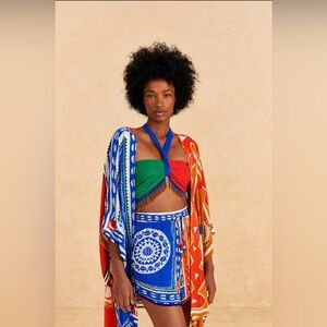 Farm Rio Swimsuit Coverup Kimono (L) & Shorts (M) Set Resort-wear Worn Once
